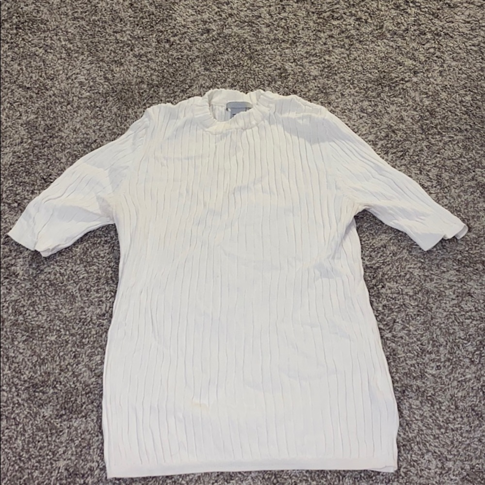 H&M white ribbed sweater